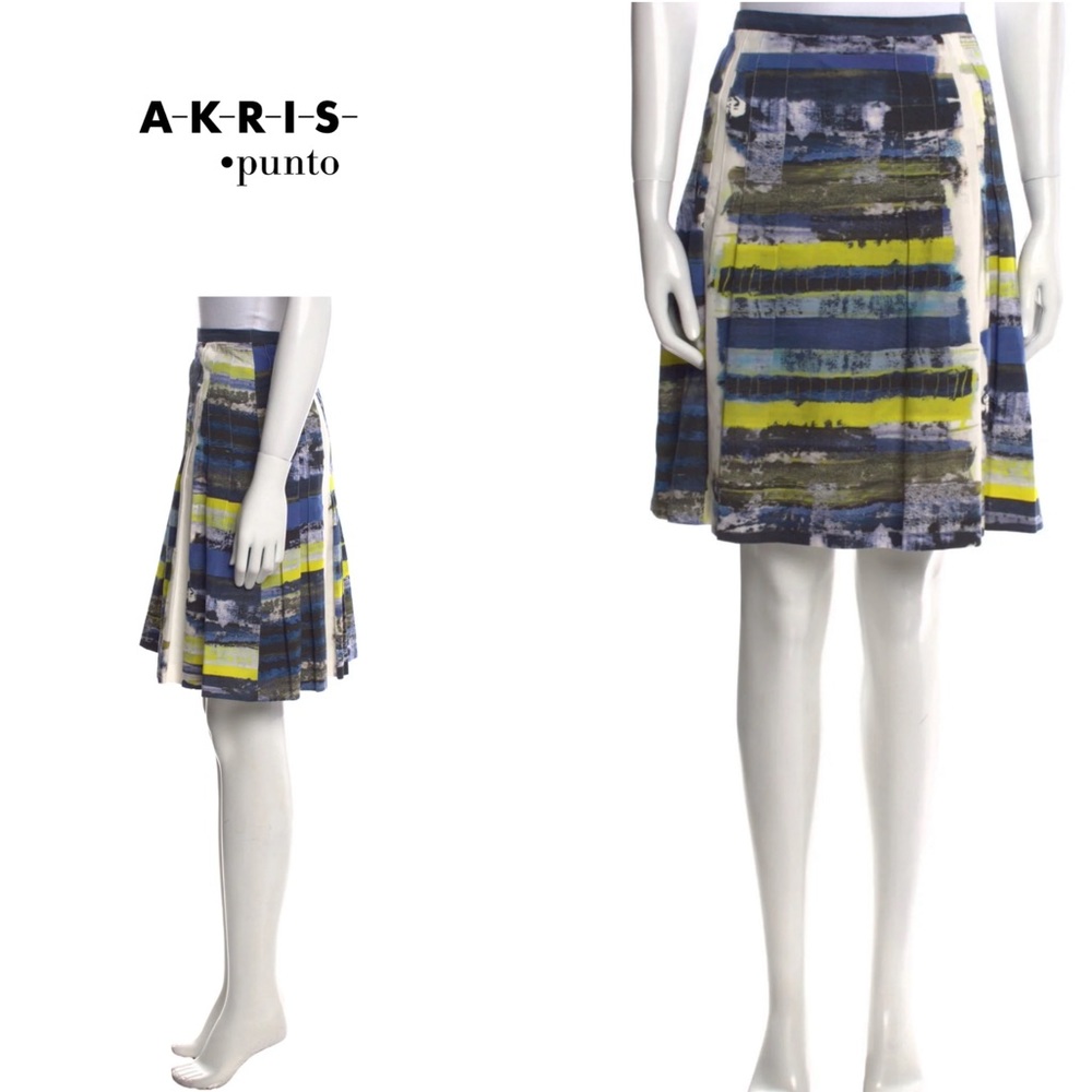 Akris Punto Painted print ALine skirt